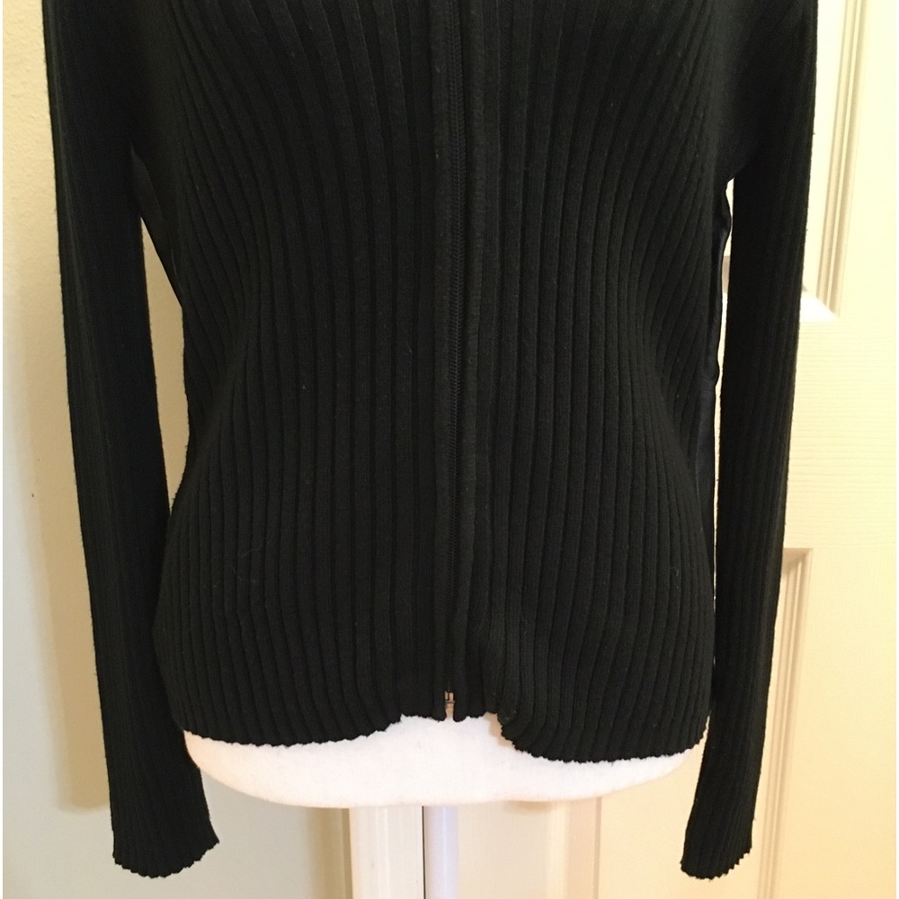 Vintage CLIO Genuine Leather/Ribbed Sweater Full Zip Jacket - Picture 3 of 12